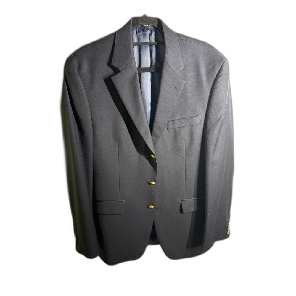 Ralph Lauren Men’s 40L 100% Wool Navy Blazer Gold Crest Buttons